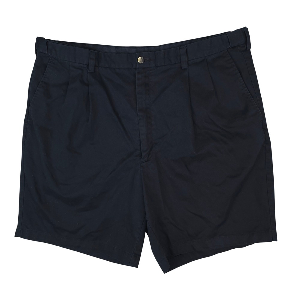 Haggar Generations Pleated Chino Shorts Mens 42x8 Black Cotton Classic Casual‎